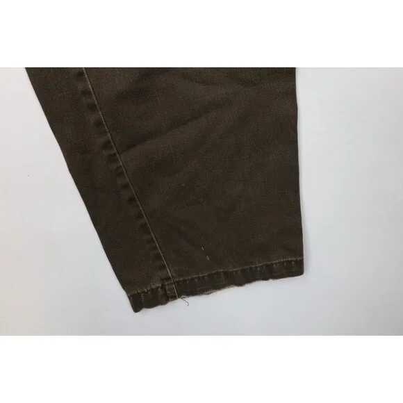 Vintage 90s Woolrich Mens 34x29 Thrashed Wide Leg Denim Cargo Jeans Breen Cotton